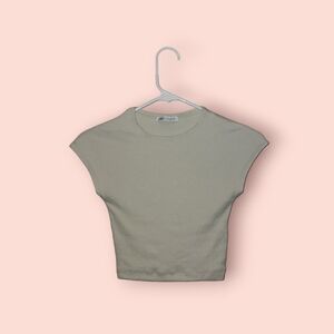 ZARA Light Beige Cropped Tee